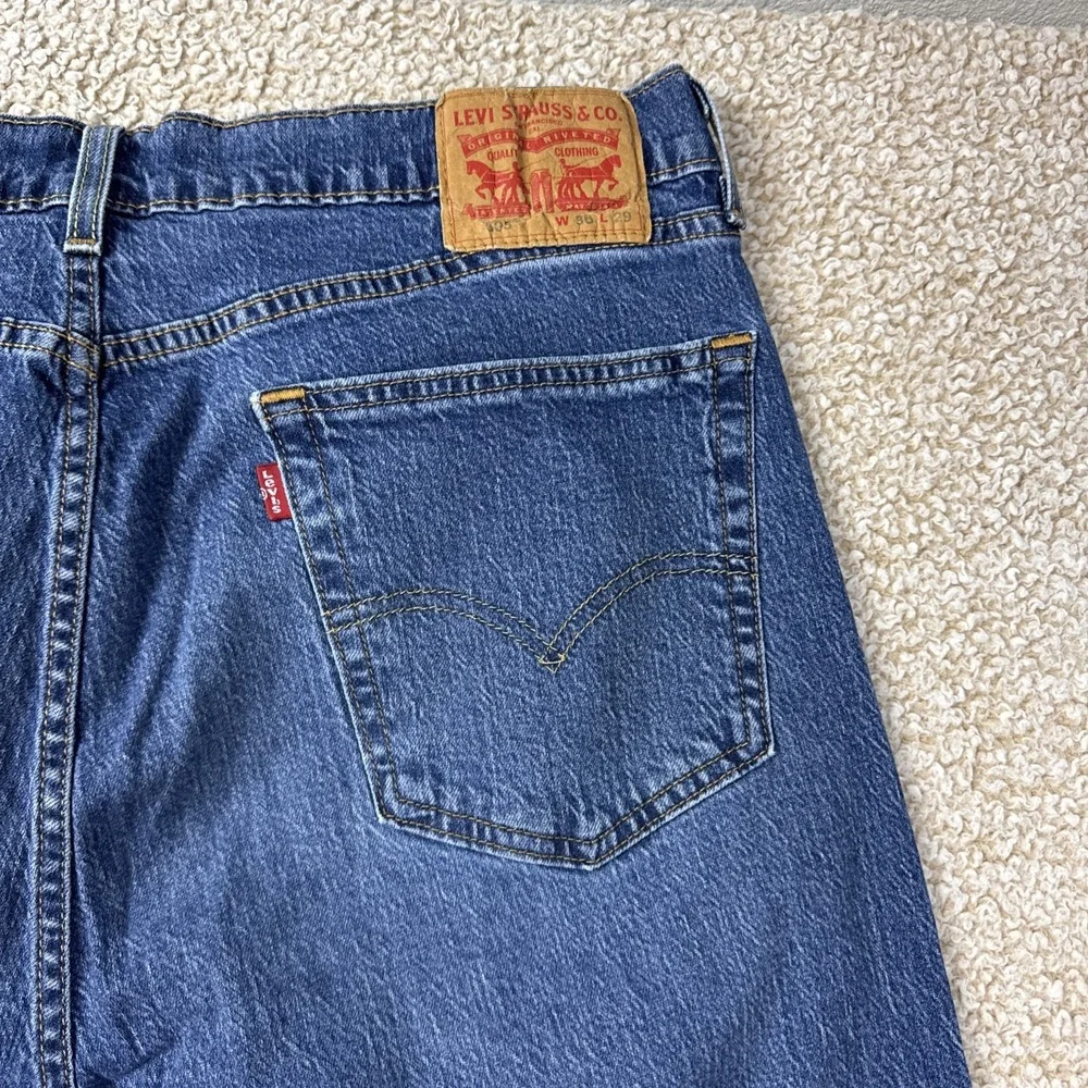 Levi's 505 Jeans Mens 36x29 Blue Regular Fit Straight Leg Medium Wash Stretch